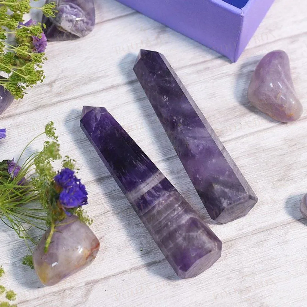 Amethyst Tower/Pencil (Set of 2) | Spirituality & Protection