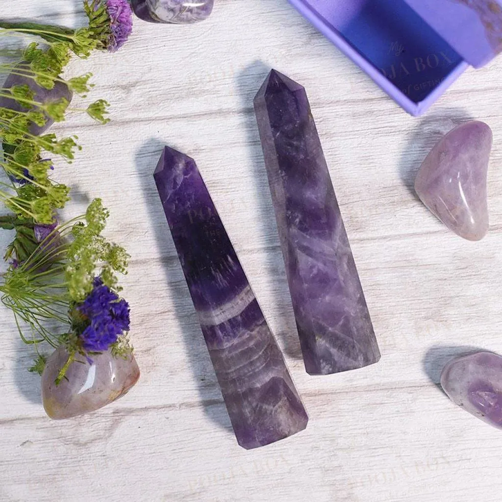 Amethyst Tower/Pencil (Set of 2) | Spirituality & Protection