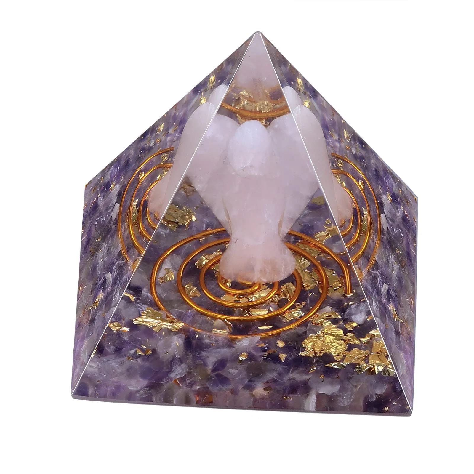 Amogeeli Healing Angel Crystal Pyramid for Meditation Reiki, Chakra Symbol Stone Pyramid for Decoration Collection (Amethyst) #1-purple #2-Amethyst