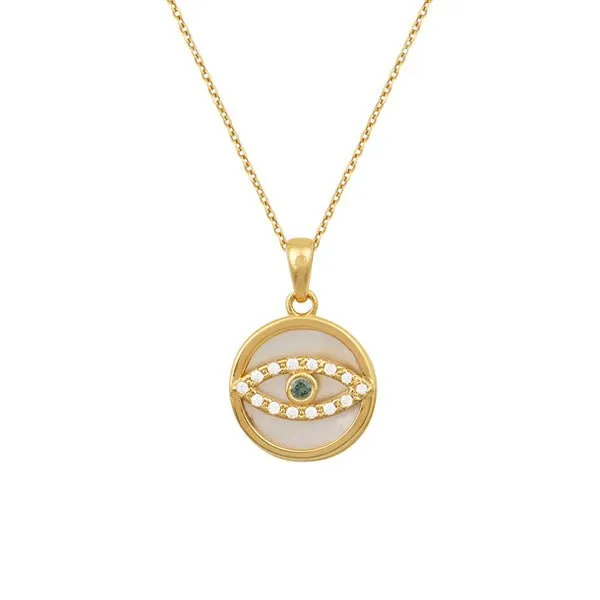 Areti Eye Necklace Gold Aqua