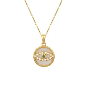 Areti Eye Necklace Gold Aqua