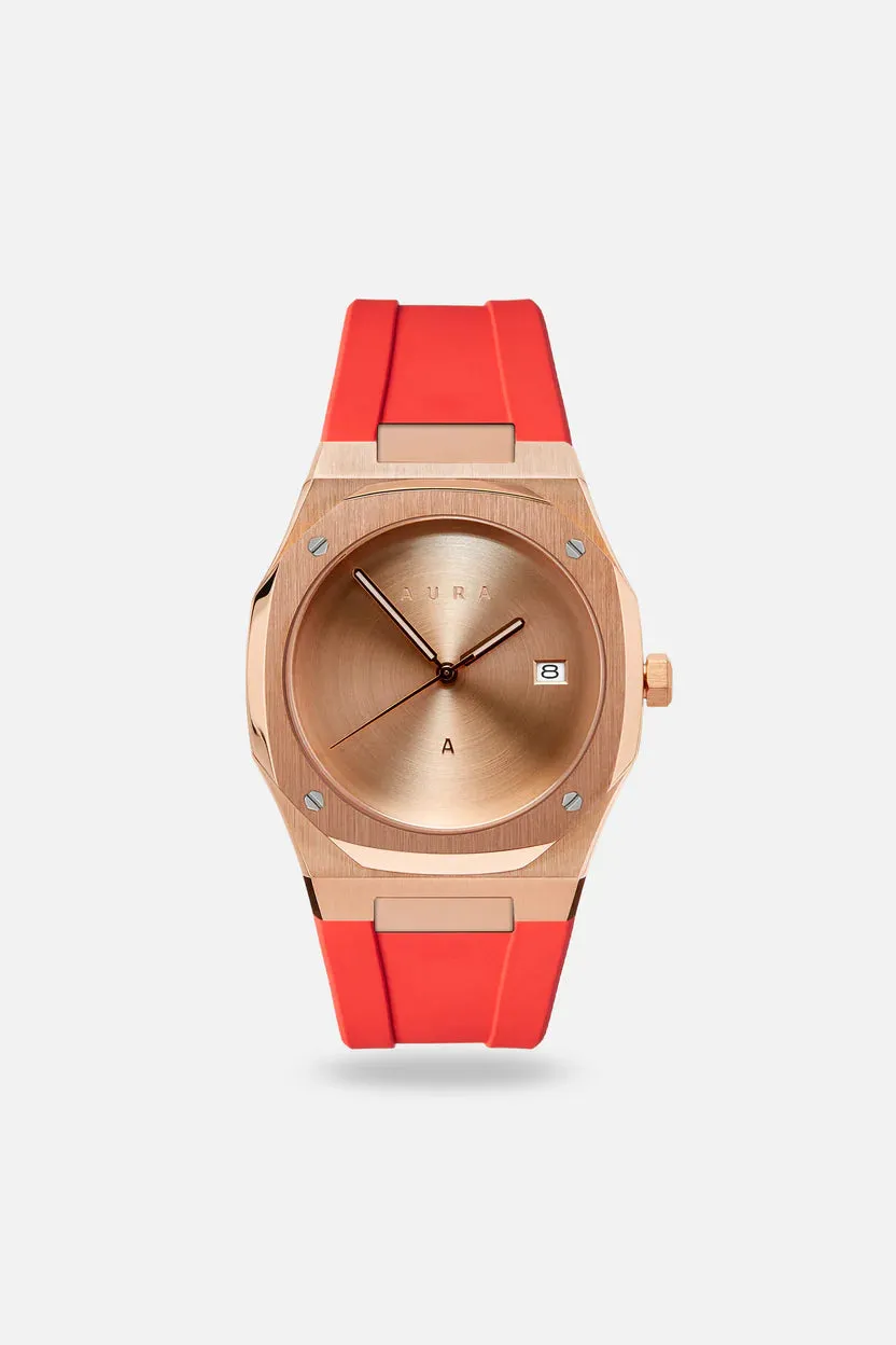AURA WATCHES FKM RUBBER STRAP INFRARED ROSE