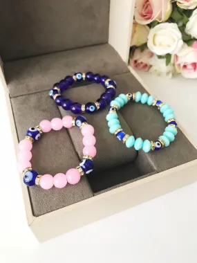 Baby Evil Eye Bracelet, Baby Protection Bracelet, Glass Beads
