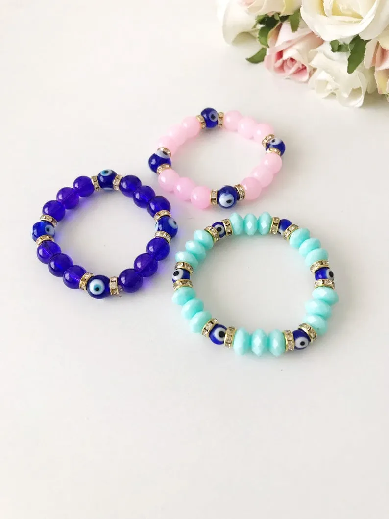 Baby Evil Eye Bracelet, Baby Protection Bracelet, Glass Beads