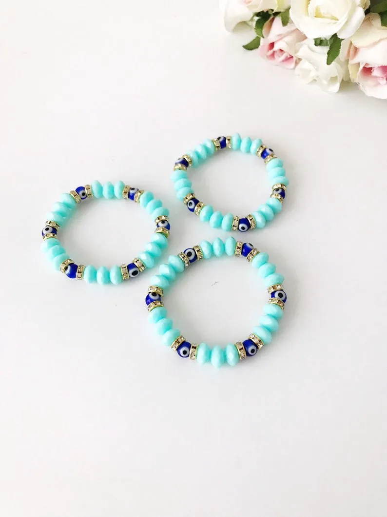 Baby Evil Eye Bracelet, Baby Protection Bracelet, Glass Beads