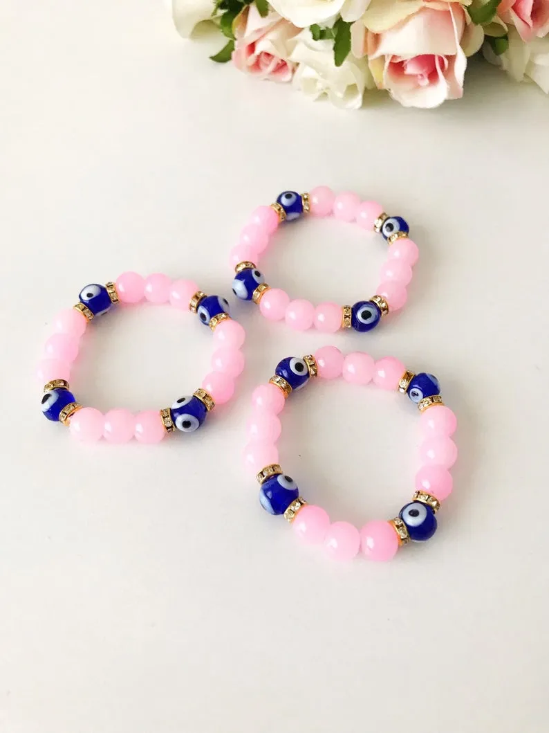Baby Evil Eye Bracelet, Baby Protection Bracelet, Glass Beads