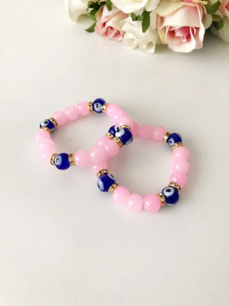Baby Evil Eye Bracelet, Baby Protection Bracelet, Glass Beads