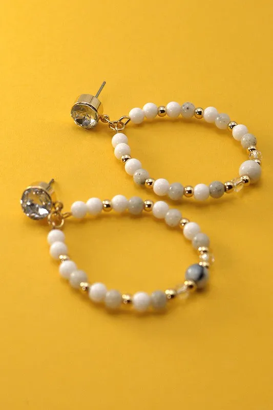 Benji Teardrop White Earrings