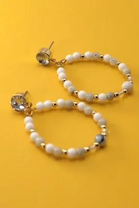 Benji Teardrop White Earrings