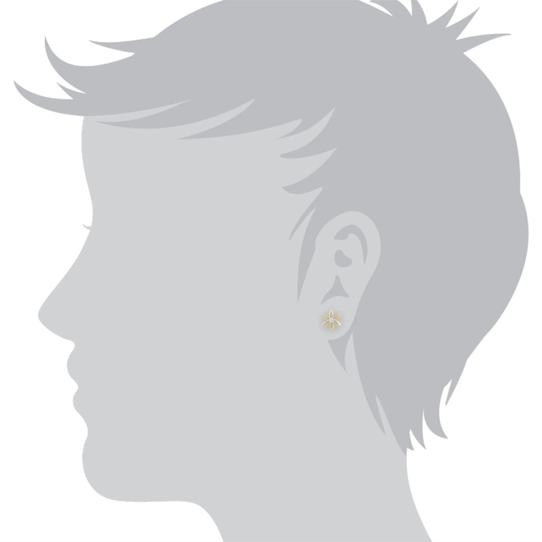 Boucles d'Oreilles Clou Floral Or Jaune 375 Diamant Rond