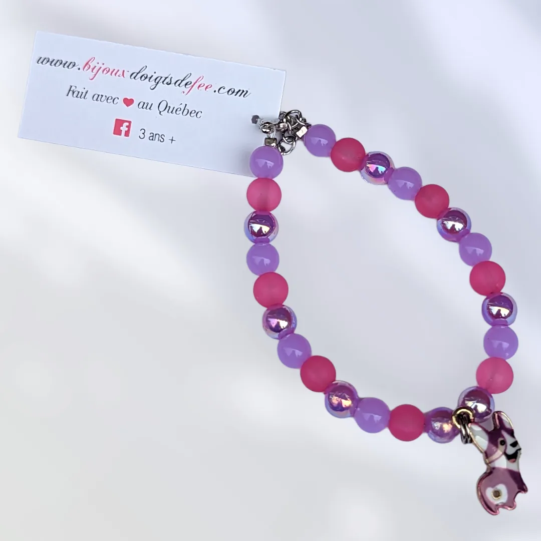 Bracelet Chien mauve Bijoux doigts de fée
