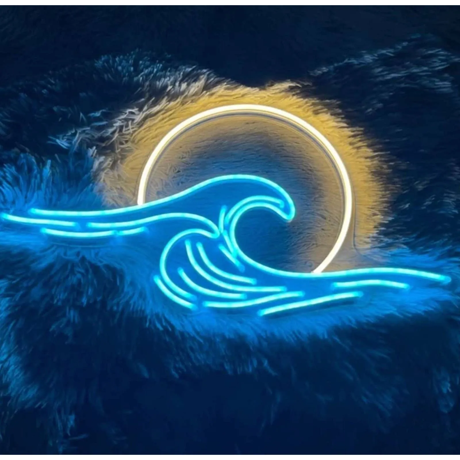 Bright Quality Blue Ocean Wave Sun LED Night Light Room Wall Decor