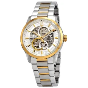 Bulova Sutton Automatic Silver Skeleton Dial Two-tone Men's Watch 98A214