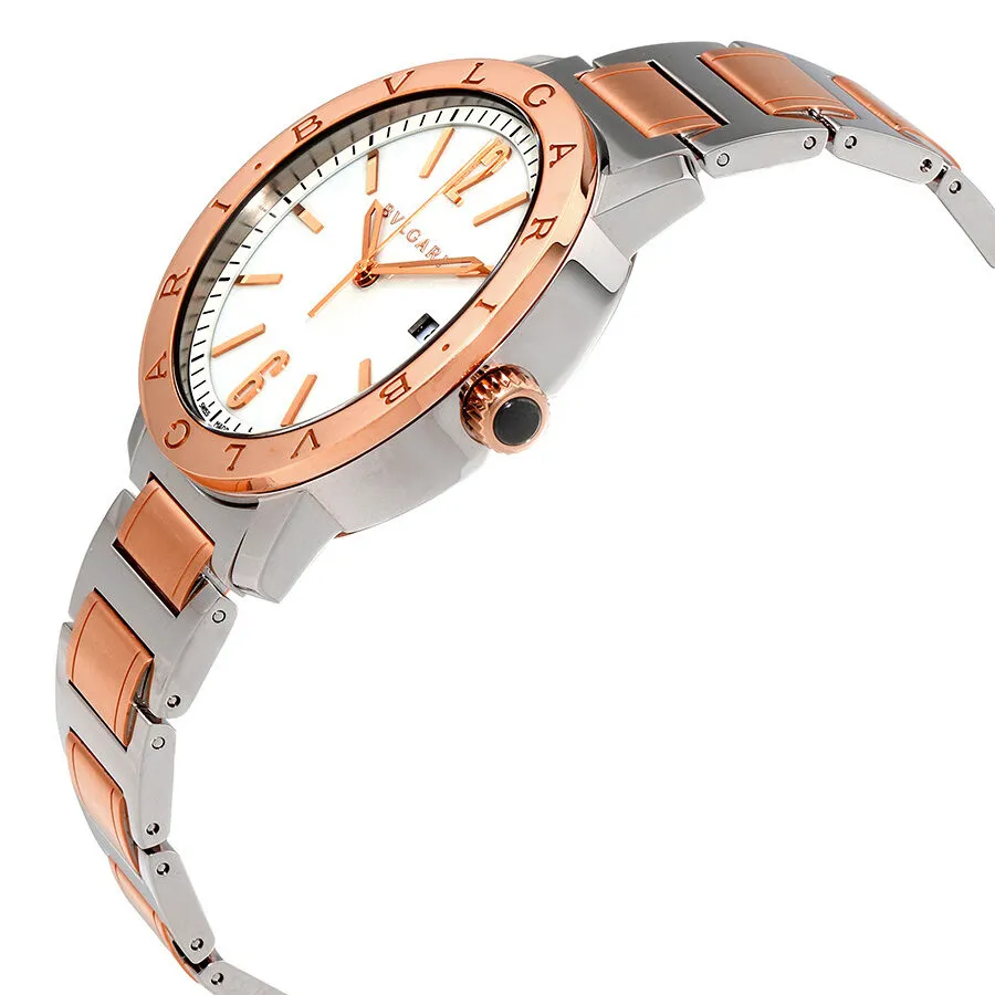 Bvlgari Bvlgari Off White Dial Stainless Steel & 18kt Pink Gold Automatic Men's Watch 102053