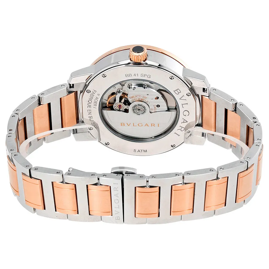 Bvlgari Bvlgari Off White Dial Stainless Steel & 18kt Pink Gold Automatic Men's Watch 102053