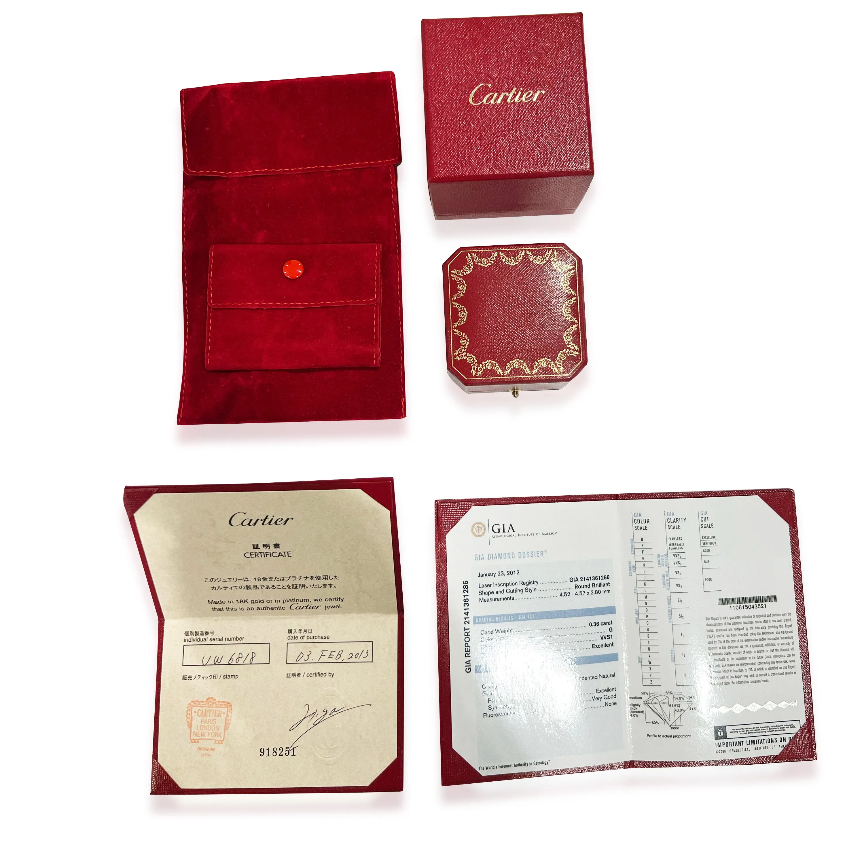 Cartier 1895 Diamond Engagement Ring in Platinum G VVS1 0.36 CTW
