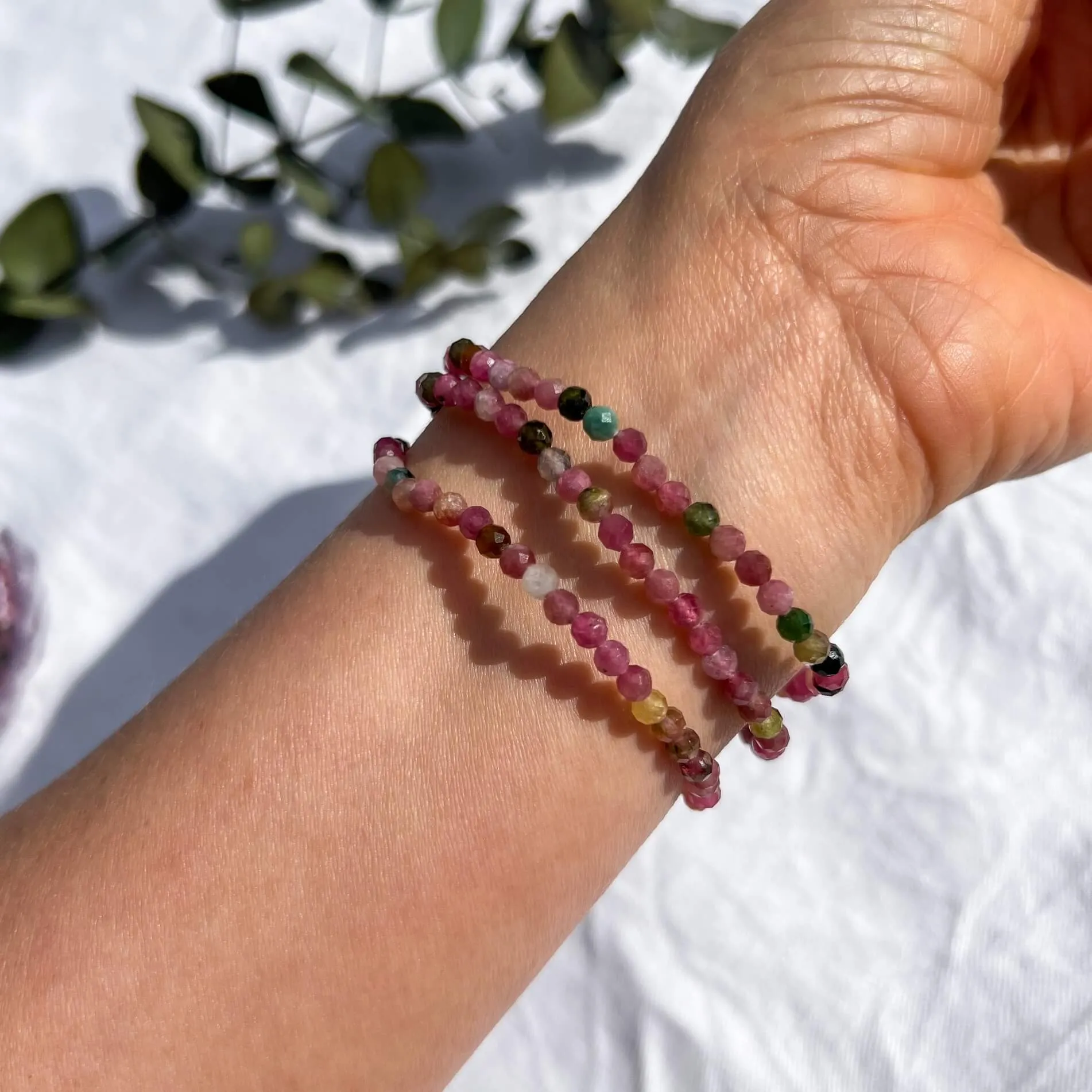 Crystal Bead Bracelet - Mixed Tourmaline