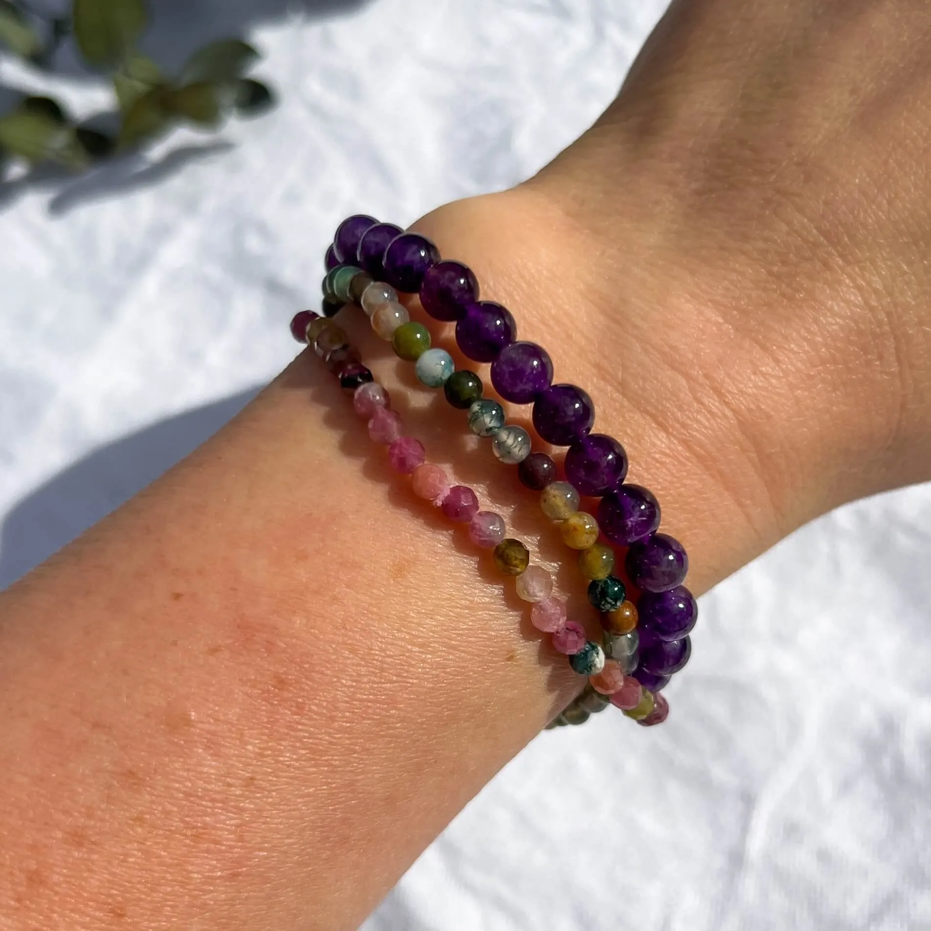 Crystal Bead Bracelet - Mixed Tourmaline