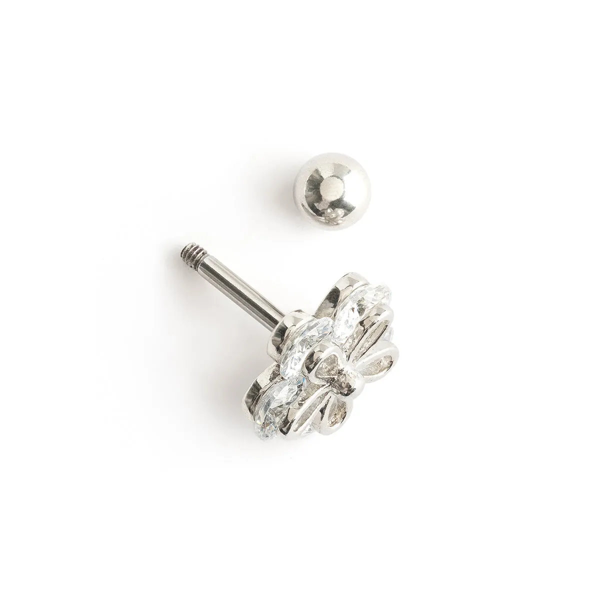 Crystal Flower Helix Single Earring