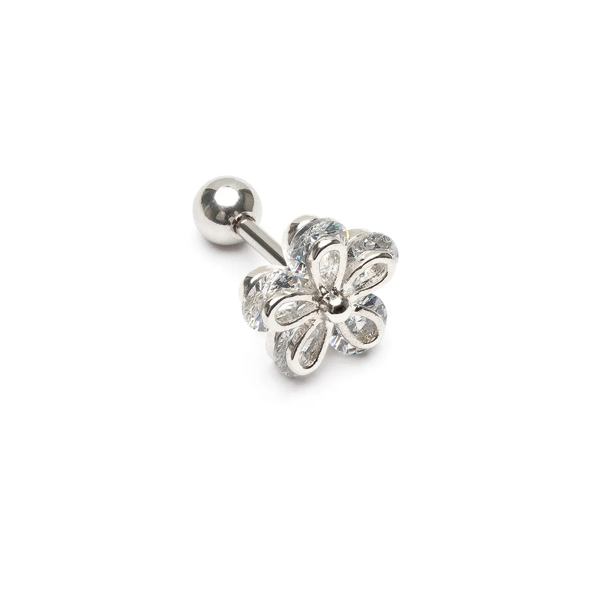 Crystal Flower Helix Single Earring