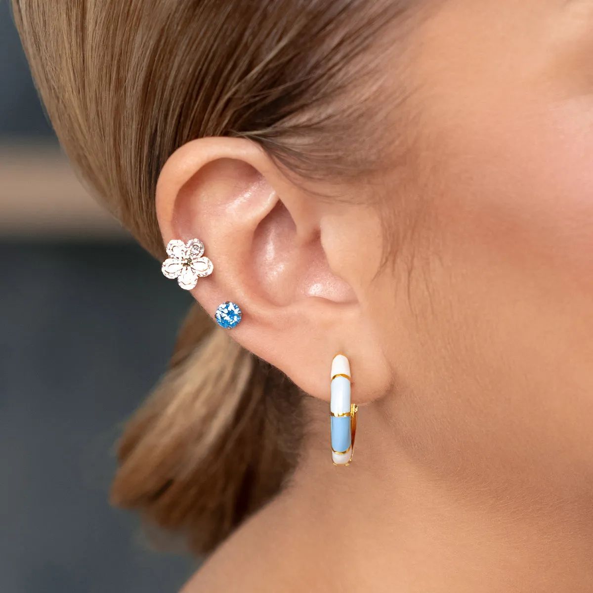 Crystal Flower Helix Single Earring
