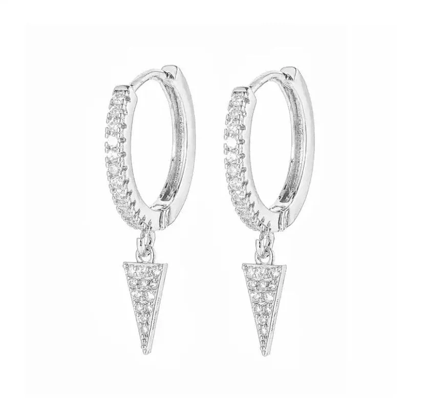 Crystal Spear Drop Silver