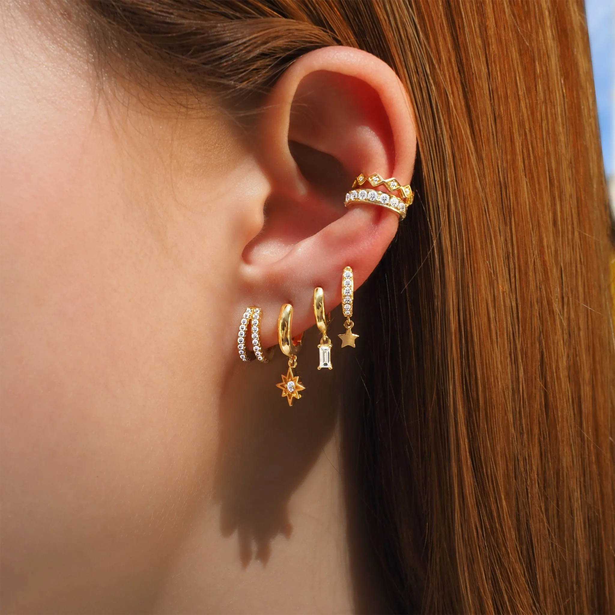 Crystal V Huggie Hoop Earrings