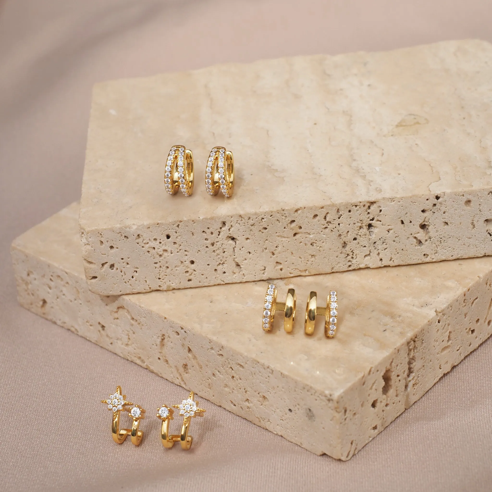 Crystal V Huggie Hoop Earrings