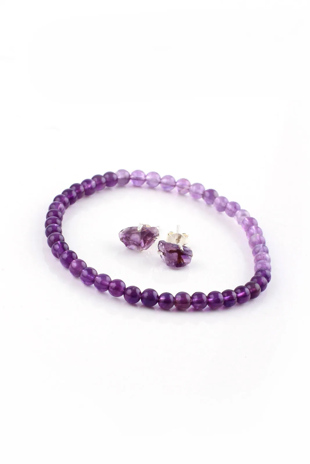 Delicate Amethyst Bead Bracelet Set