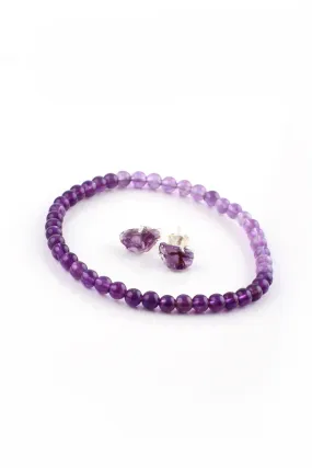 Delicate Amethyst Bead Bracelet Set
