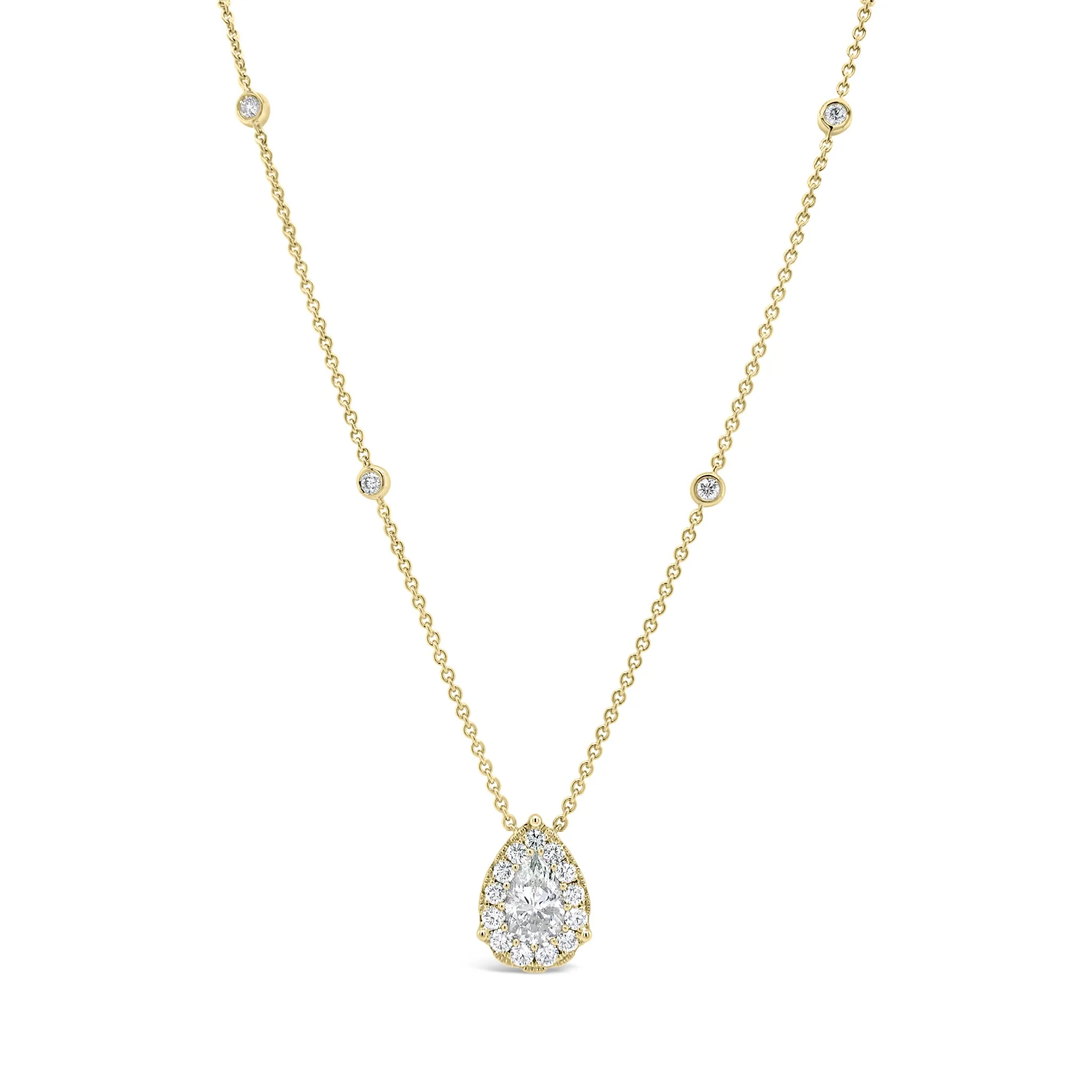 Diamond Pear Shape Necklace with Halo