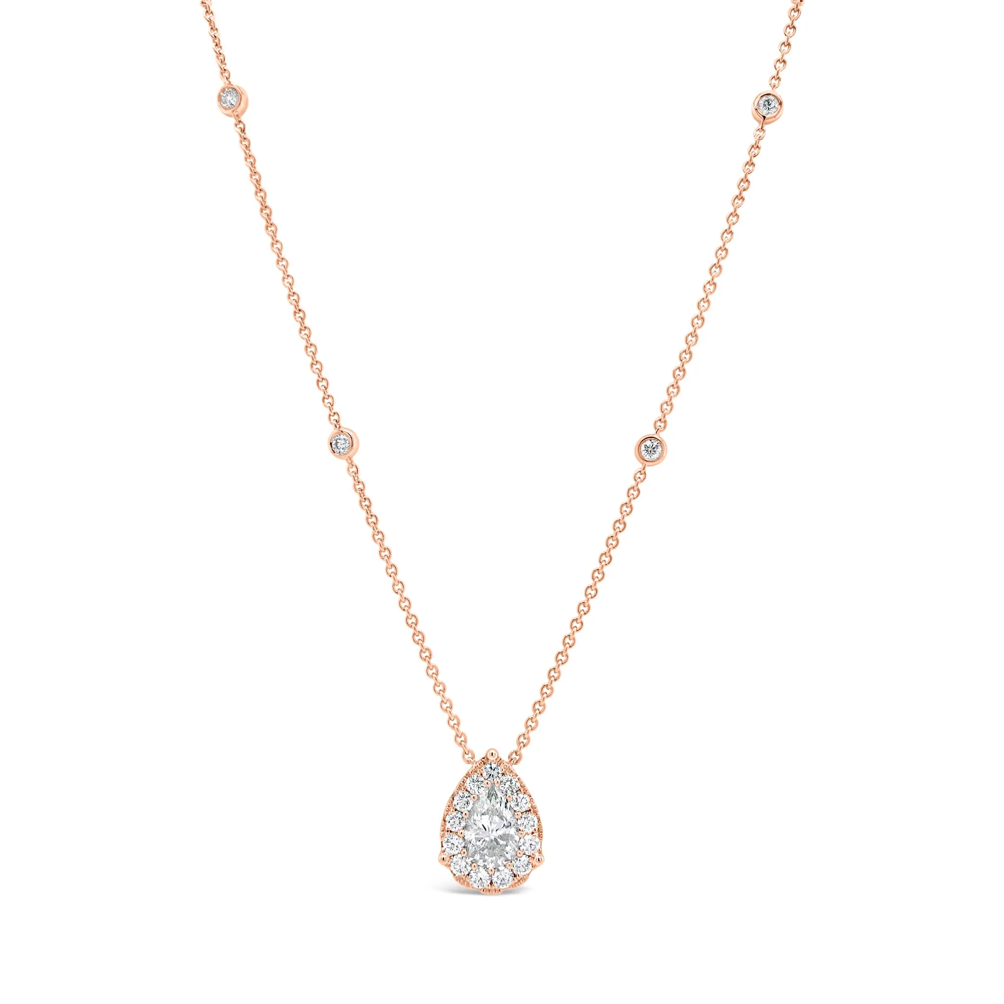 Diamond Pear Shape Necklace with Halo