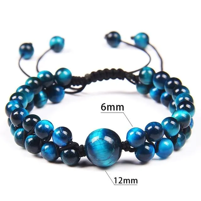 Double Layer Tiger Eye Adjustable Braided Bracelet