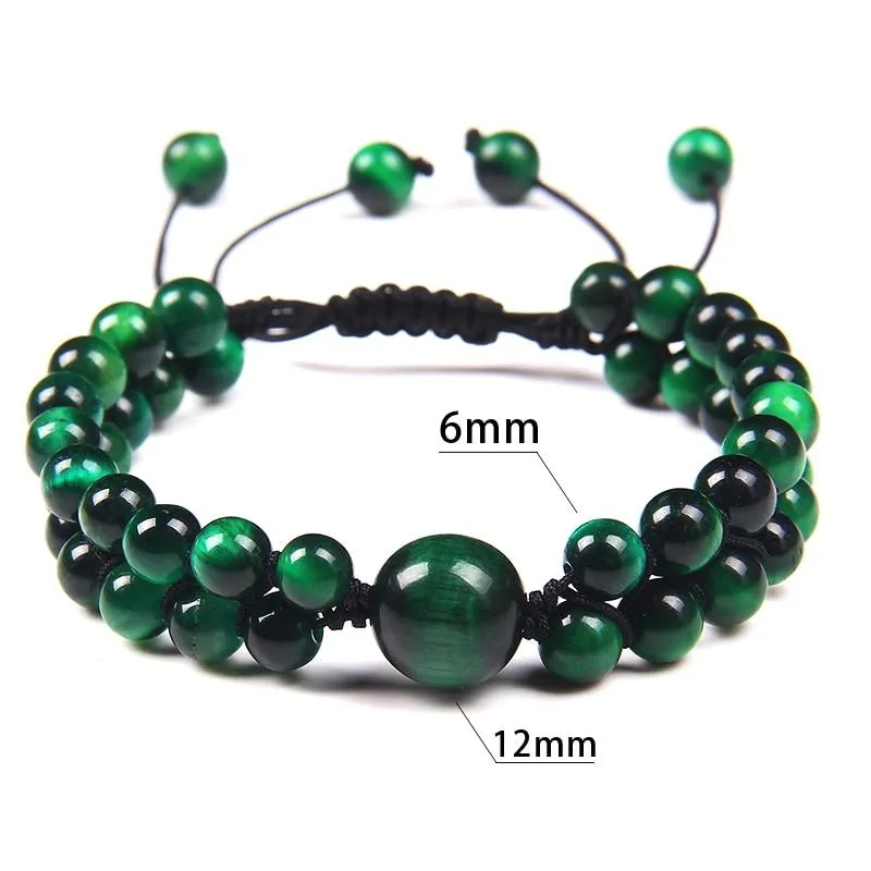 Double Layer Tiger Eye Adjustable Braided Bracelet