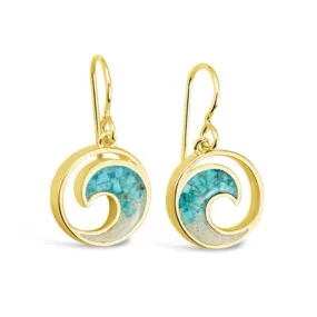 Dune Jewelry - Wave Drop Earrings - 14K Gold Vermeil - Turquoise Gradient - LBI Sand
