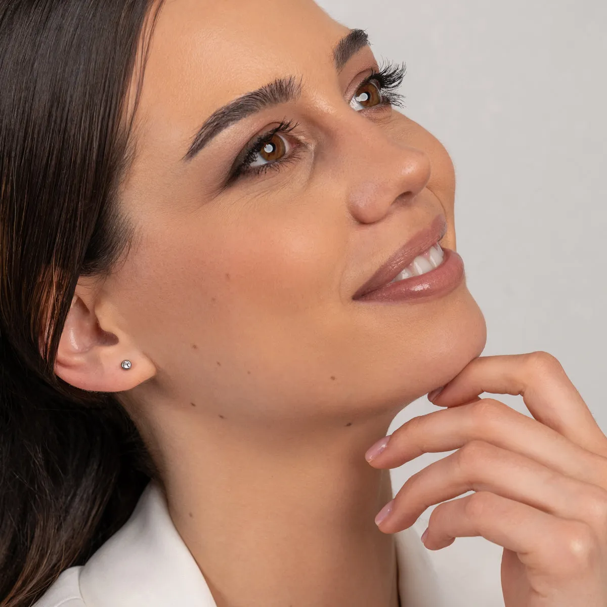 Ear Piercing 3 mm Bezel Crystal Stainless Steel Self Piercer