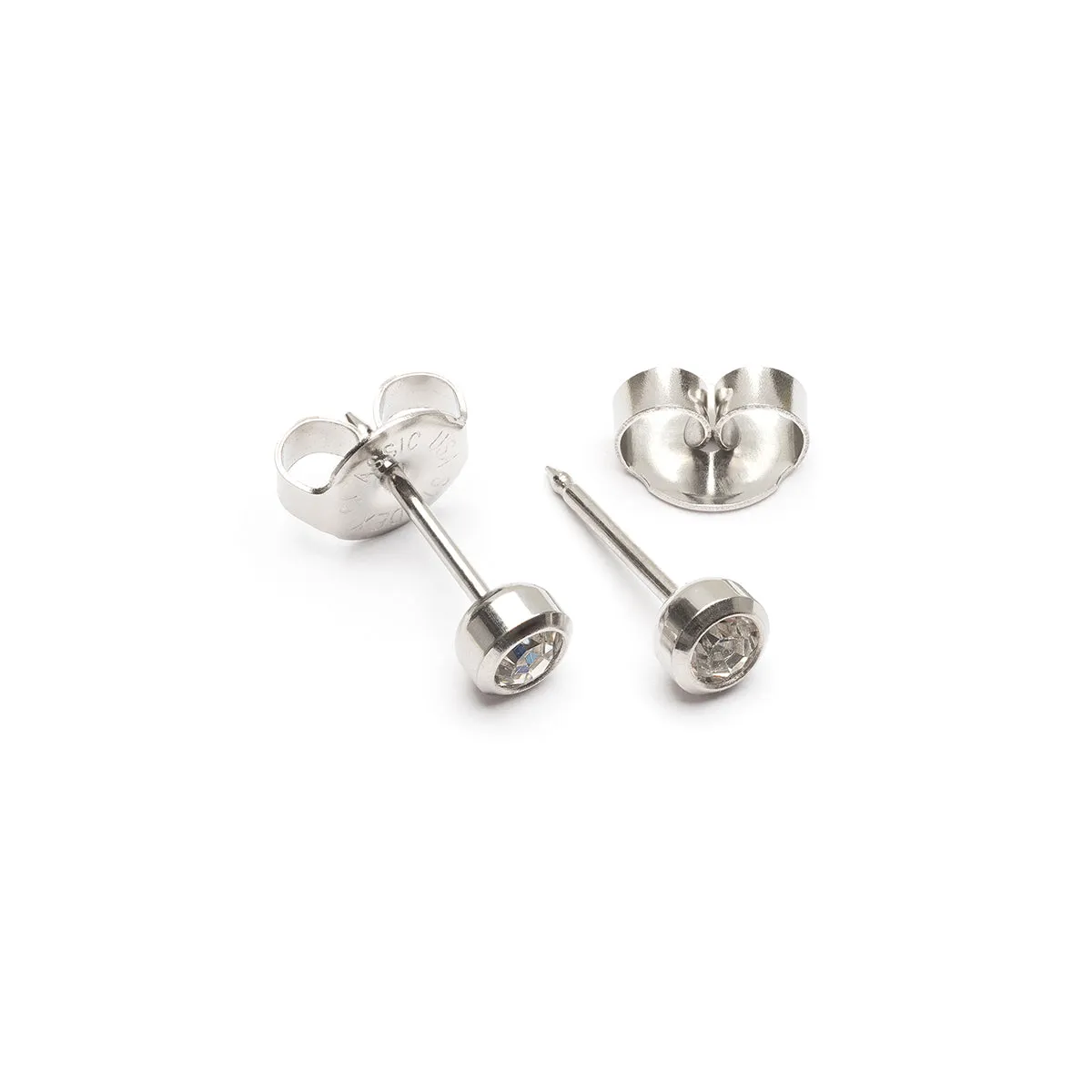 Ear Piercing 3 mm Bezel Crystal Stainless Steel Self Piercer