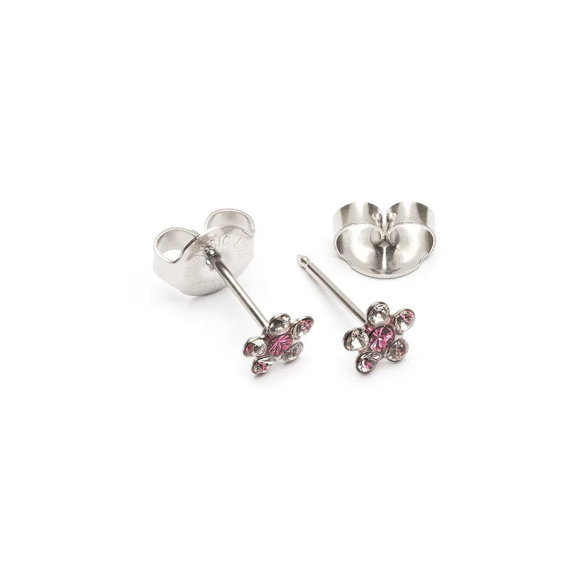 Ear Piercing Rose Daisy Crystal Stainless Steel Self Piercer