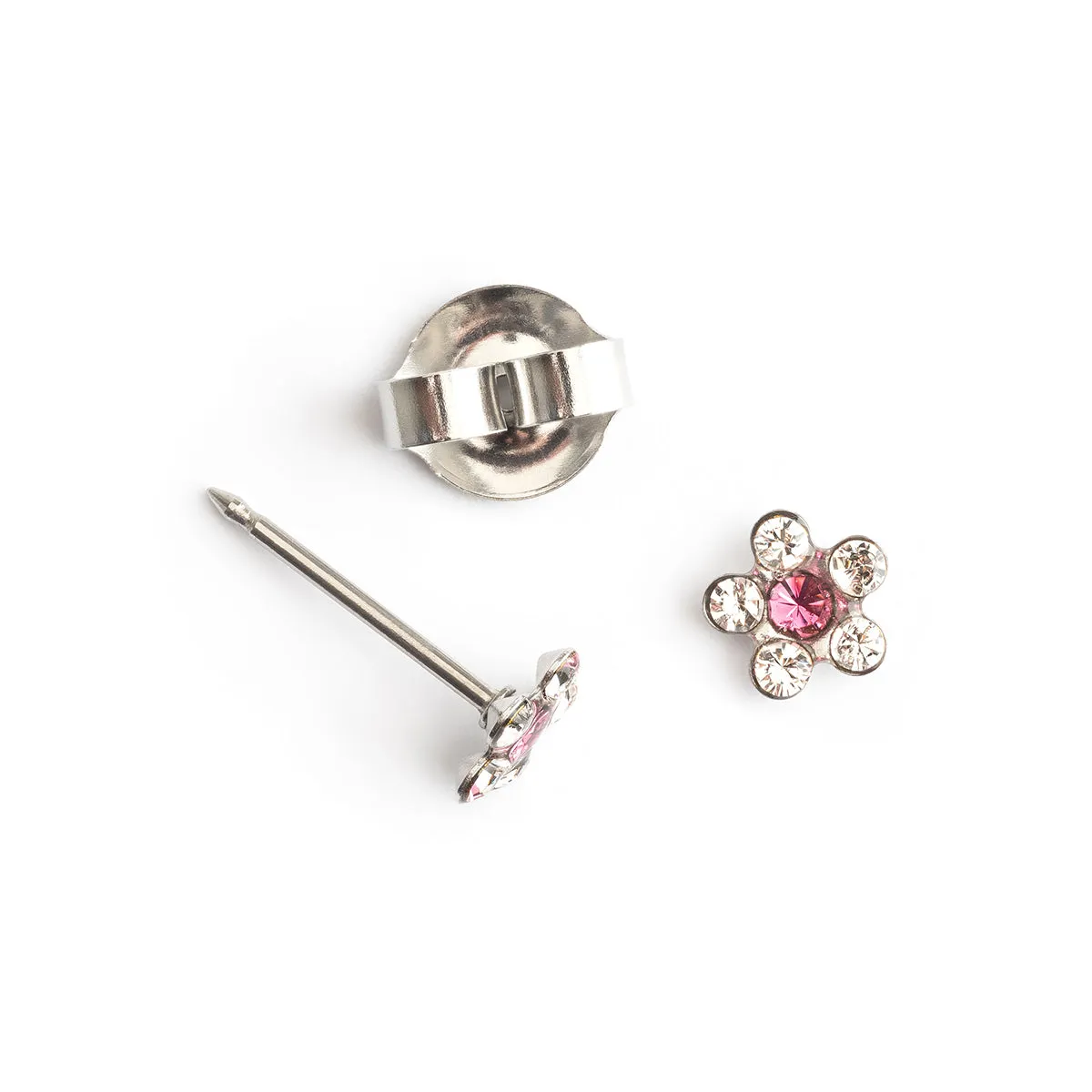 Ear Piercing Rose Daisy Crystal Stainless Steel Self Piercer