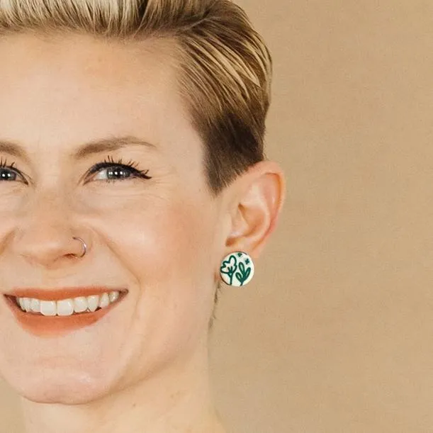 Earrings - Berries Floral Studs by Catie Miller Ceramics