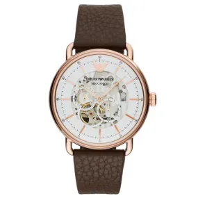 Emporio Armani Aviator Automatic Men's White Skeleton  Dial Watch AR60027
