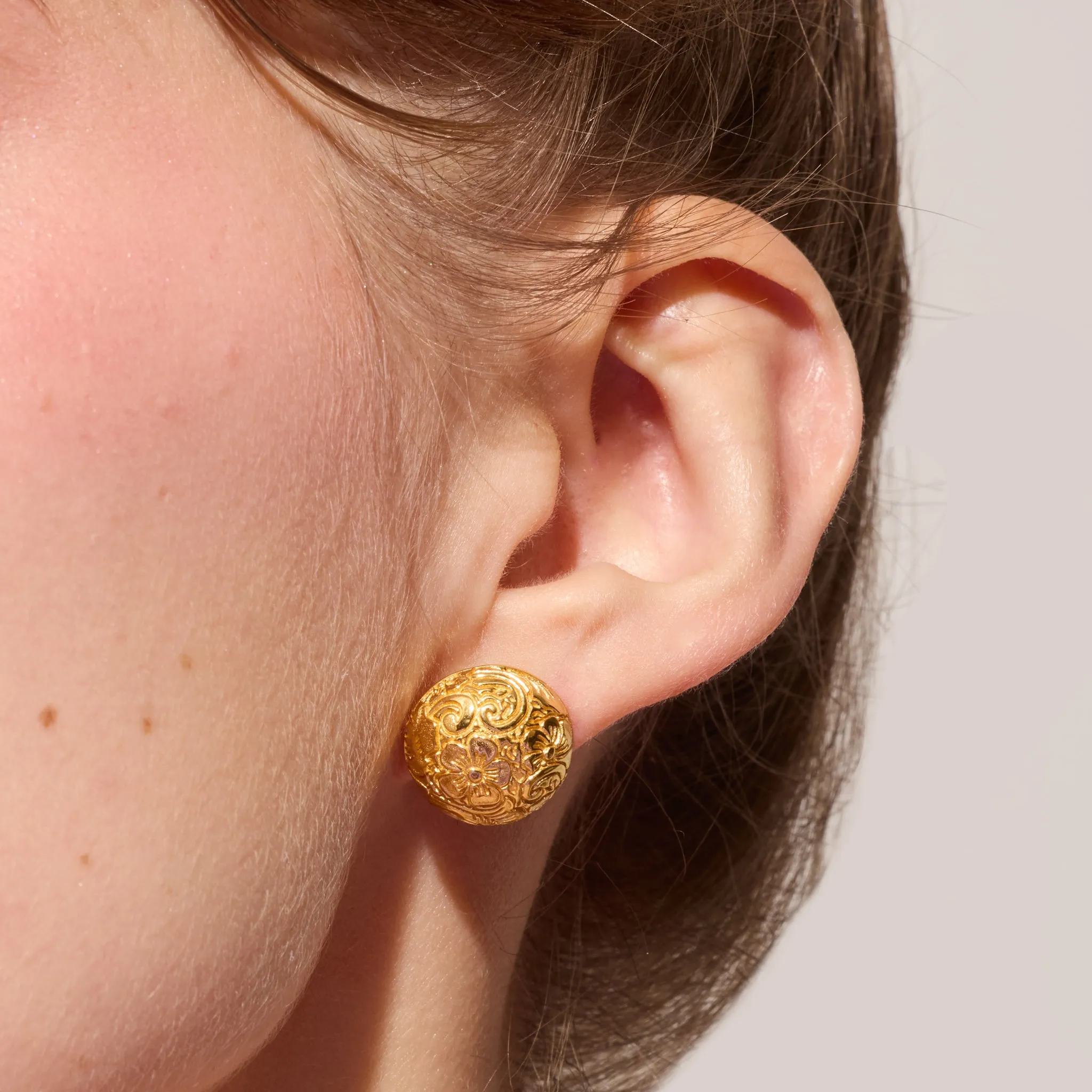Etched Floral Stud Earrings