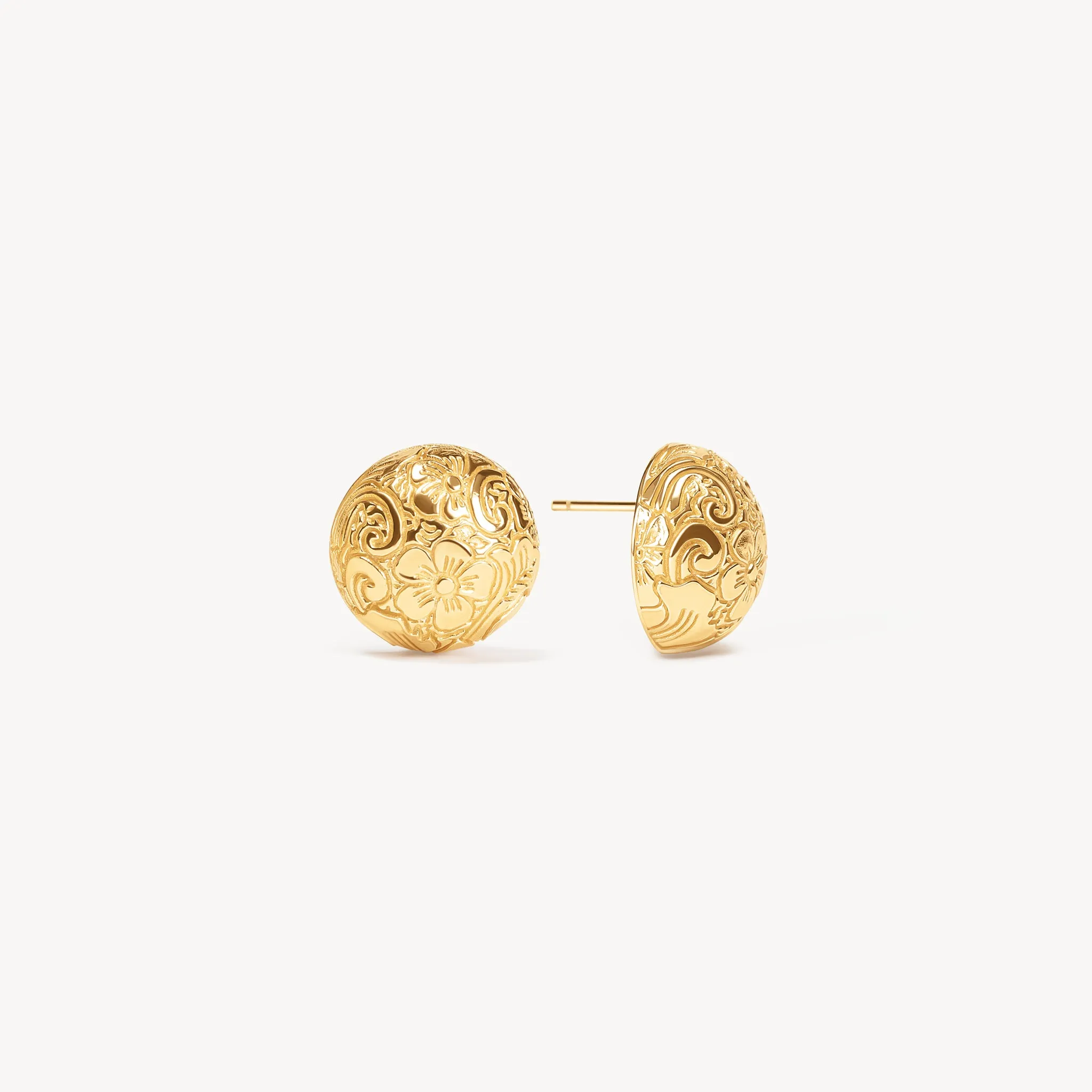 Etched Floral Stud Earrings