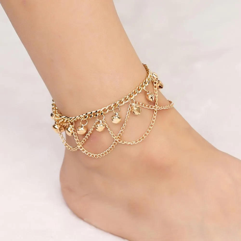Fashion Drop Jingle Bell Charm Anklet Beach Foot Cross Chain