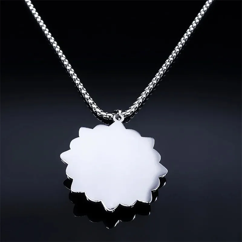 Fashion Flower of Life Pendant Necklace Women Stainless Steel Stone Boho Chain Necklaces