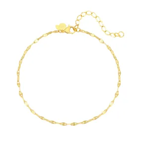 Flattened Rolo Chain Anklet Gold