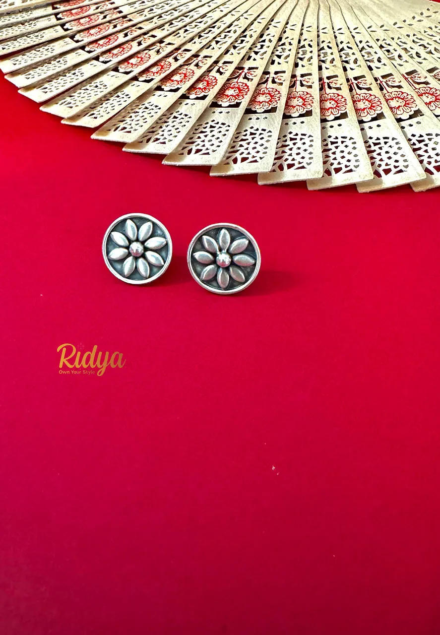 Floral Coin Elegant Stud Earrings