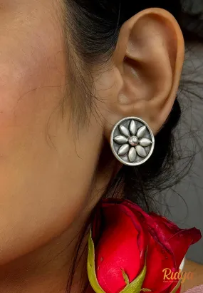 Floral Coin Elegant Stud Earrings