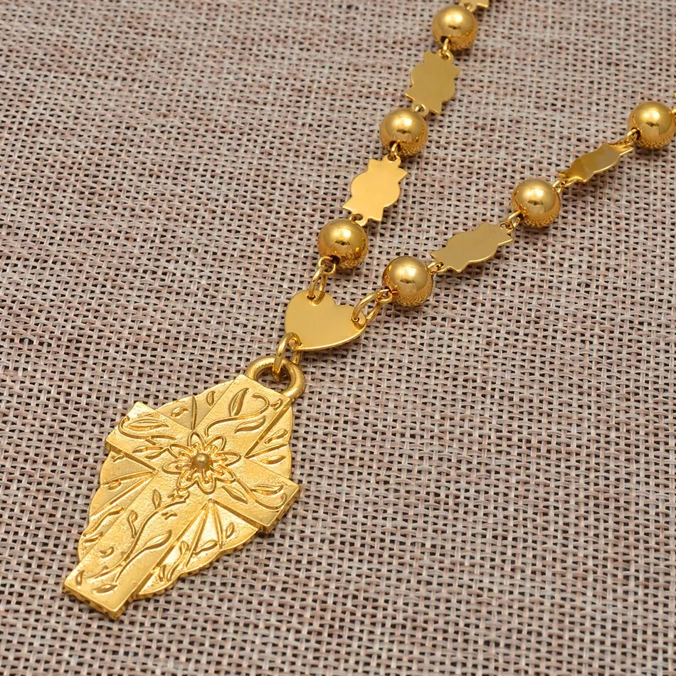 Flower Cross Pendant Necklaces
