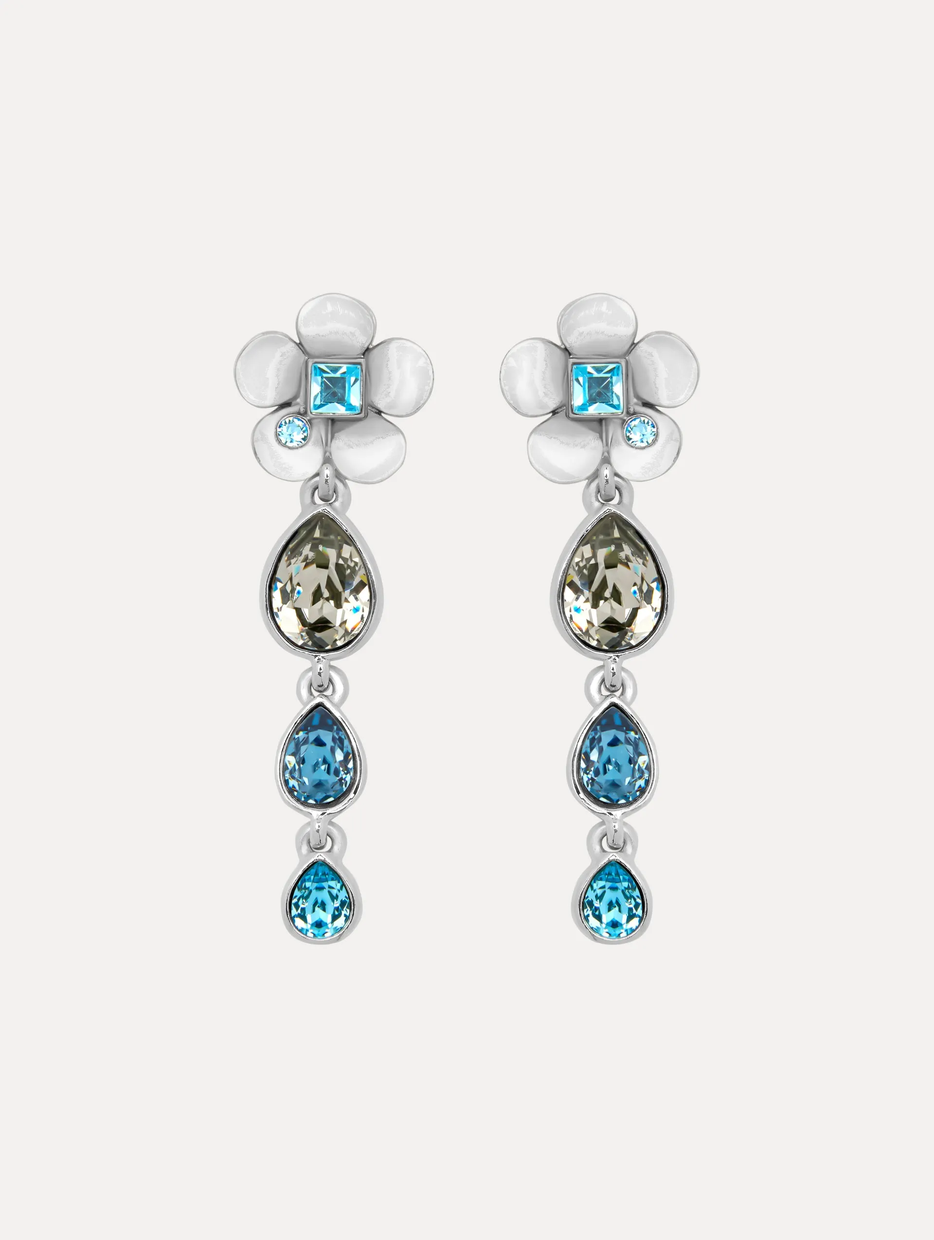 Flower Teardrop Clip-On Earrings